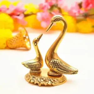Swan Pair Set of 2 Decorative Showpieces for Home, Temple, Office ( gold, OS )