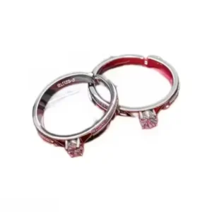 Twin Flame Couple Rings – Adjustable Silver-Plated Sterling Silver with American Diamond, Free Size ( default, Standard )