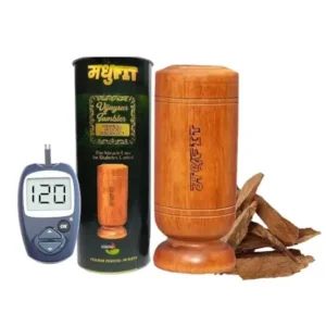 MADHUFIT Sugar Control Glass | Vijaysar wood glass ( brown, Large )