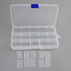 15 Grids Jewelry Organizer Plastic Jewelry Organizer Box Clear Jewelry Organizer Box Plastic Bead Organizers with Adjustable Dividers for Herbs Pills Bead, Jewelry, and Other Small Item (1 Pc
