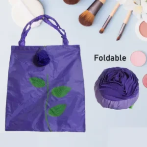 Foldable Nylon Shopping Bag (Rose Design): Reusable, Eco-Friendly (1 Pc) ( default, Standard ).