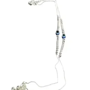 Trendy Evil Eye Anklet for Girls – Silver Plated Thick Adjustable Daily Wear Payal ( default, Standard ).