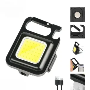 Rechargeable Keychain Mini Flashlight with 4 Light Modes, Ultralight Portable Pocket Light with Folding Bracket Bottle Opener and Magnet Base for Camping Walking ( default, Standard ).