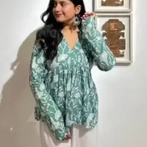 Women's Rayon Printed V-Neck Top – Daily, Party & Festive Wear ( default, XXS )