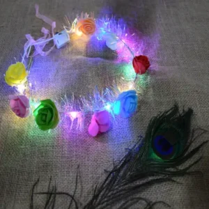 LED Flower Crown Headband – Multicolor Light-Up Rose Garland ( default, OS )