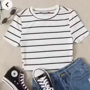 Pretty Designer Printed Women Tops & Tunics – Cotton Blend Short Sleeves ( default, S )