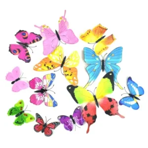 12 Pcs 3D Colorful Butterfly Wall Stickers Set – Removable PVC Decorative Wall Decals for Home, Bedroom, Living Room, Office & Party Decoration ( default, Standard )